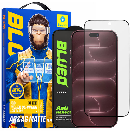 Защитно фолио за екран Matte Blueo Anti Reflective HD за Apple iPhone 18 Pro Max, закалено стъкло, Full Glue, черно