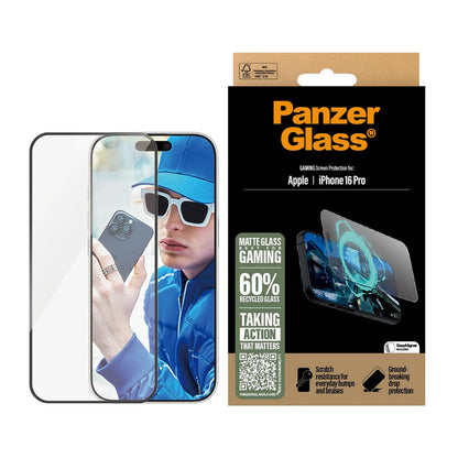Защитно фолио за екран Matte PanzerGlass Ultra-Wide Fit Gaming за Apple iPhone 16 Pro, закалено стъкло, Full Glue, черно