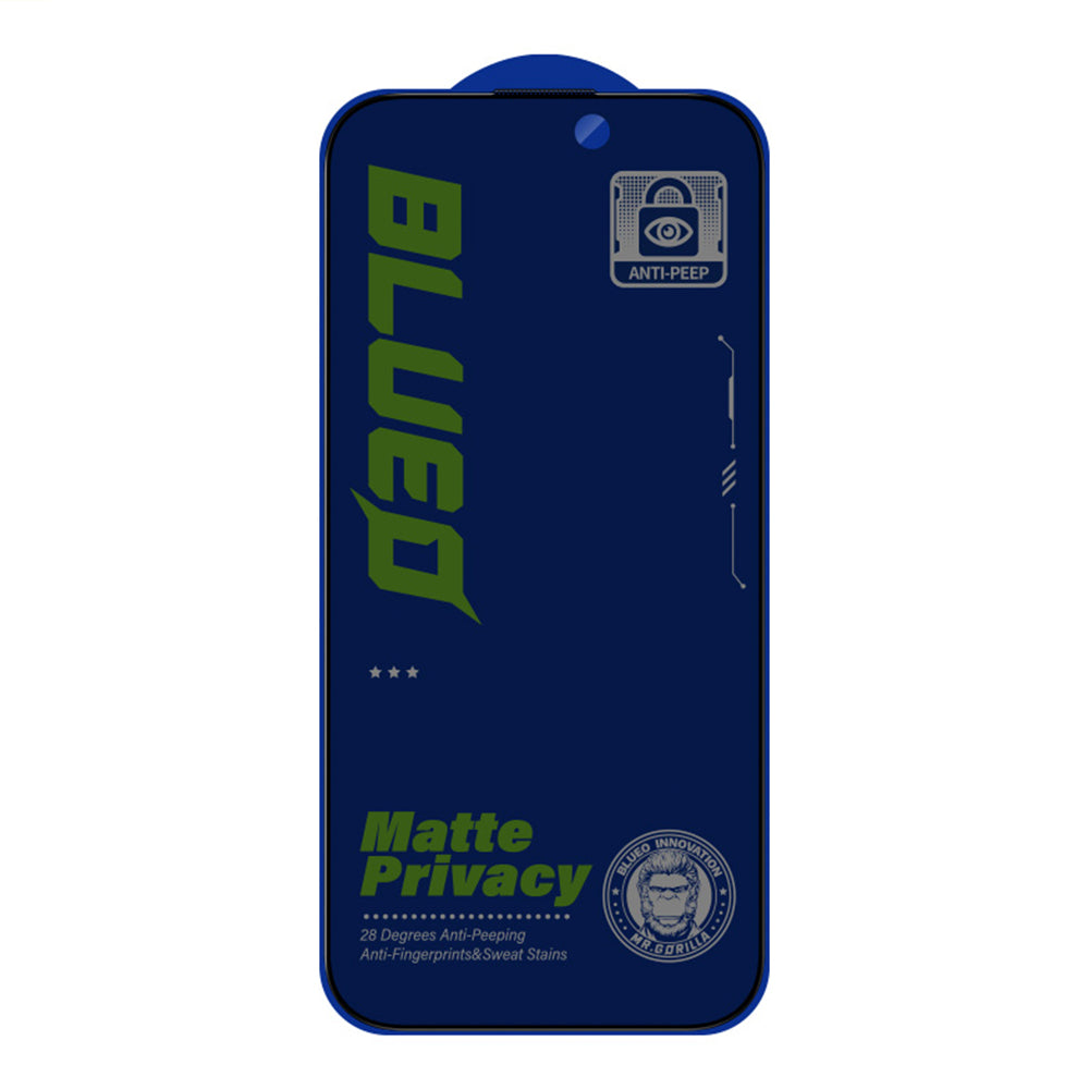 Matte Privacy Blueo Anti-Peep Screen Protector for Apple iPhone 15 Pro Max, Tempered Glass, Full Glue