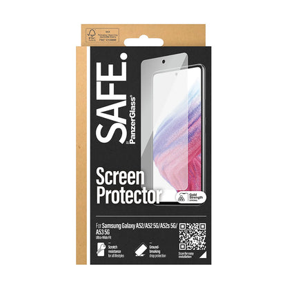 Фолио за защита на екрана PanzerGlass Safe. Ultra-Wide Fit за Samsung Galaxy A53 5G A536 / A52s 5G A528 / A52 5G A526, Закалено стъкло, Пълно залепване