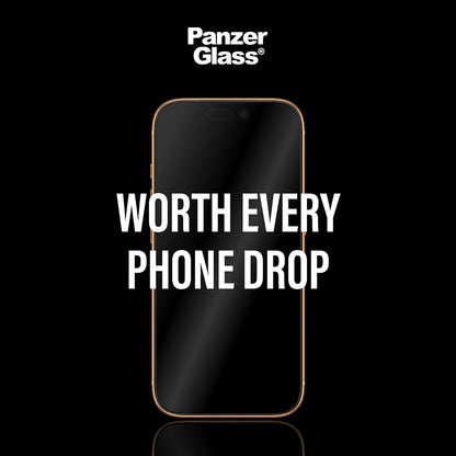 Защитно фолио за екран PanzerGlass Ultra-Wide Fit Stealth Fastfit за Apple iPhone 17 / 16 Pro, Закалено стъкло, Пълно лепило, Черно