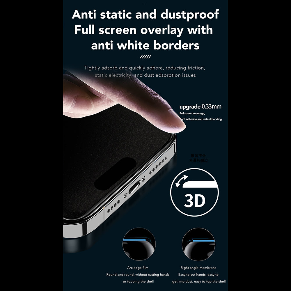 Протектор за екран Privacy Anank 1X Reinforced 360 за Apple iPhone 17e / 16e / 14 / 13 Pro, закалено стъкло, пълно залепване, 2.5D