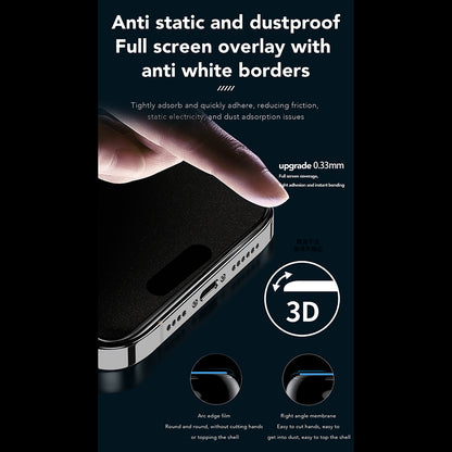 Протектор за екран Privacy Anank 1X Reinforced 360 за Apple iPhone 17e / 16e / 14 / 13 Pro, закалено стъкло, пълно залепване, 2.5D