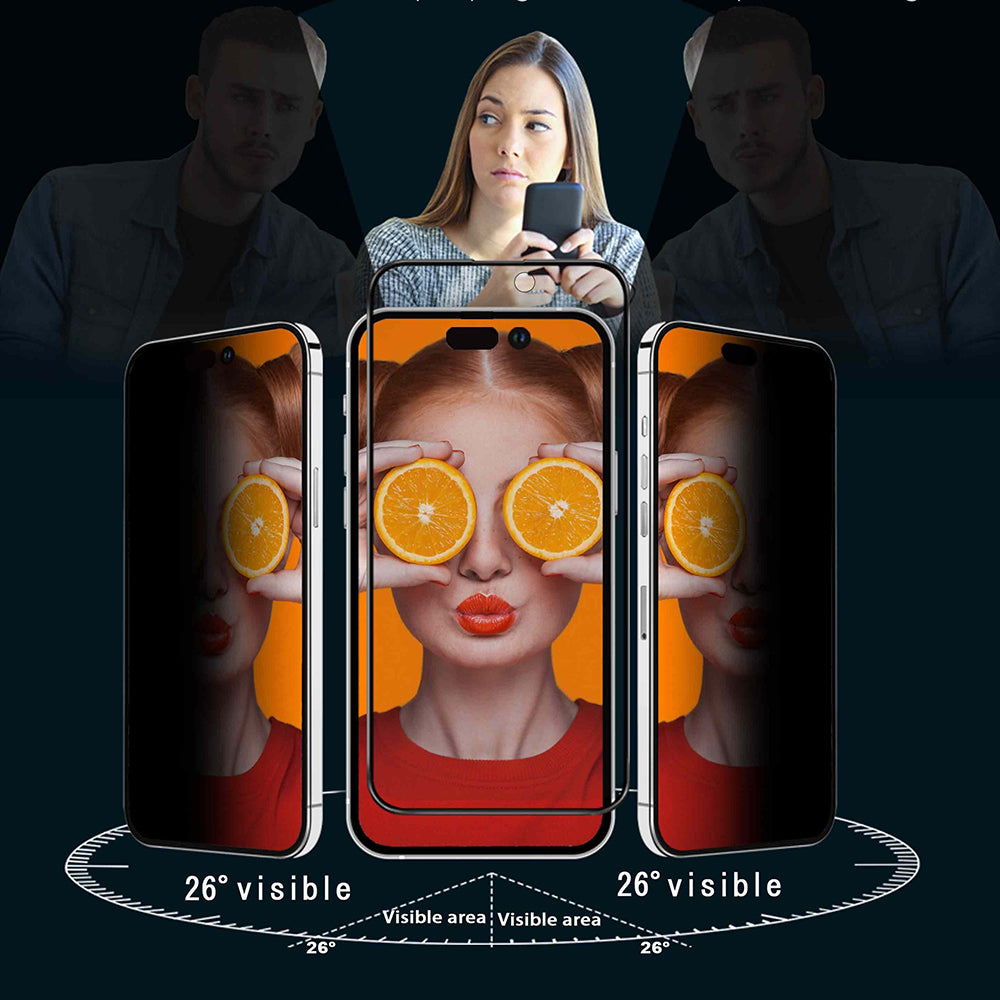 Протектор за екран Privacy Anank 2X Reinforced за Apple iPhone 15 Pro, закалено стъкло, пълно залепване, 2.5D