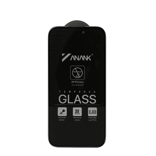Протектор за екран Privacy Anank 3X Reinforced за Apple iPhone 16 Pro Max, закалено стъкло, пълно залепване, 2.5D