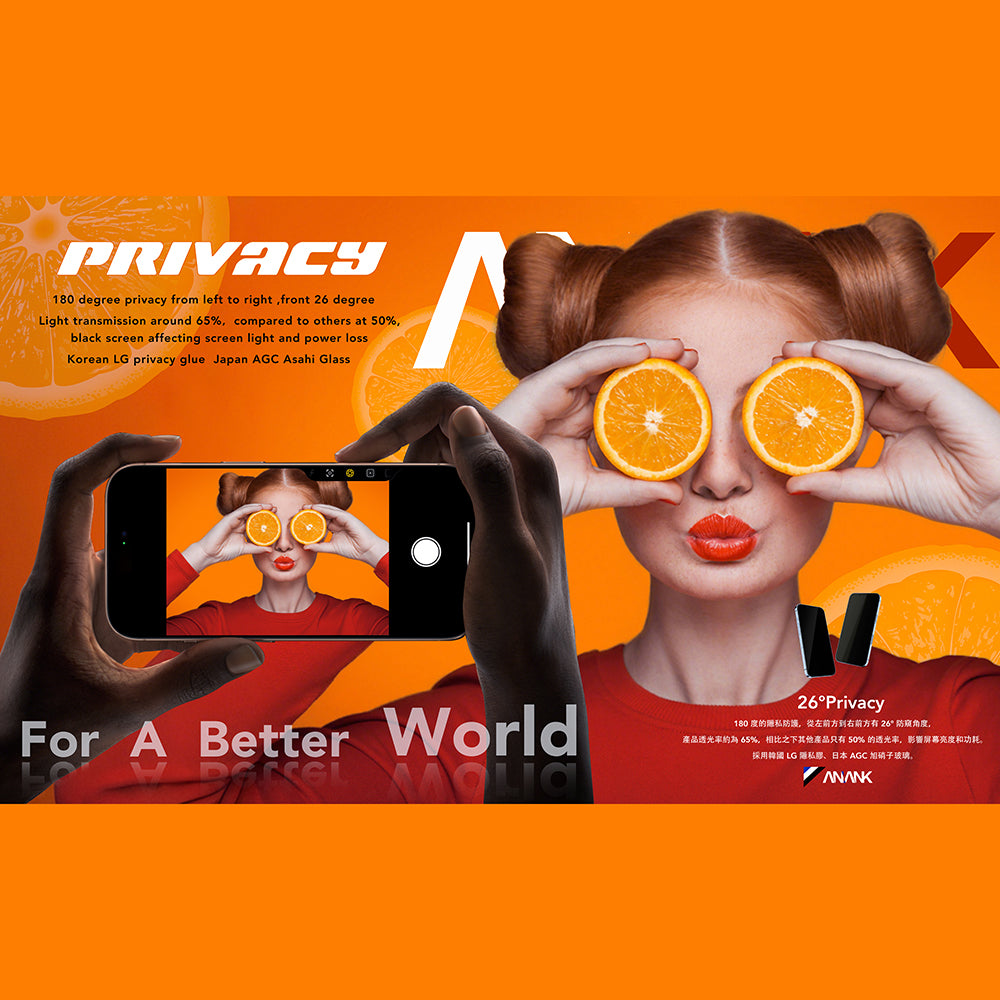Защитно фолио за екран Privacy Anank 5X Reinforced 180 за Apple iPhone 17 Air, закалено стъкло, Full Glue, 2.5D