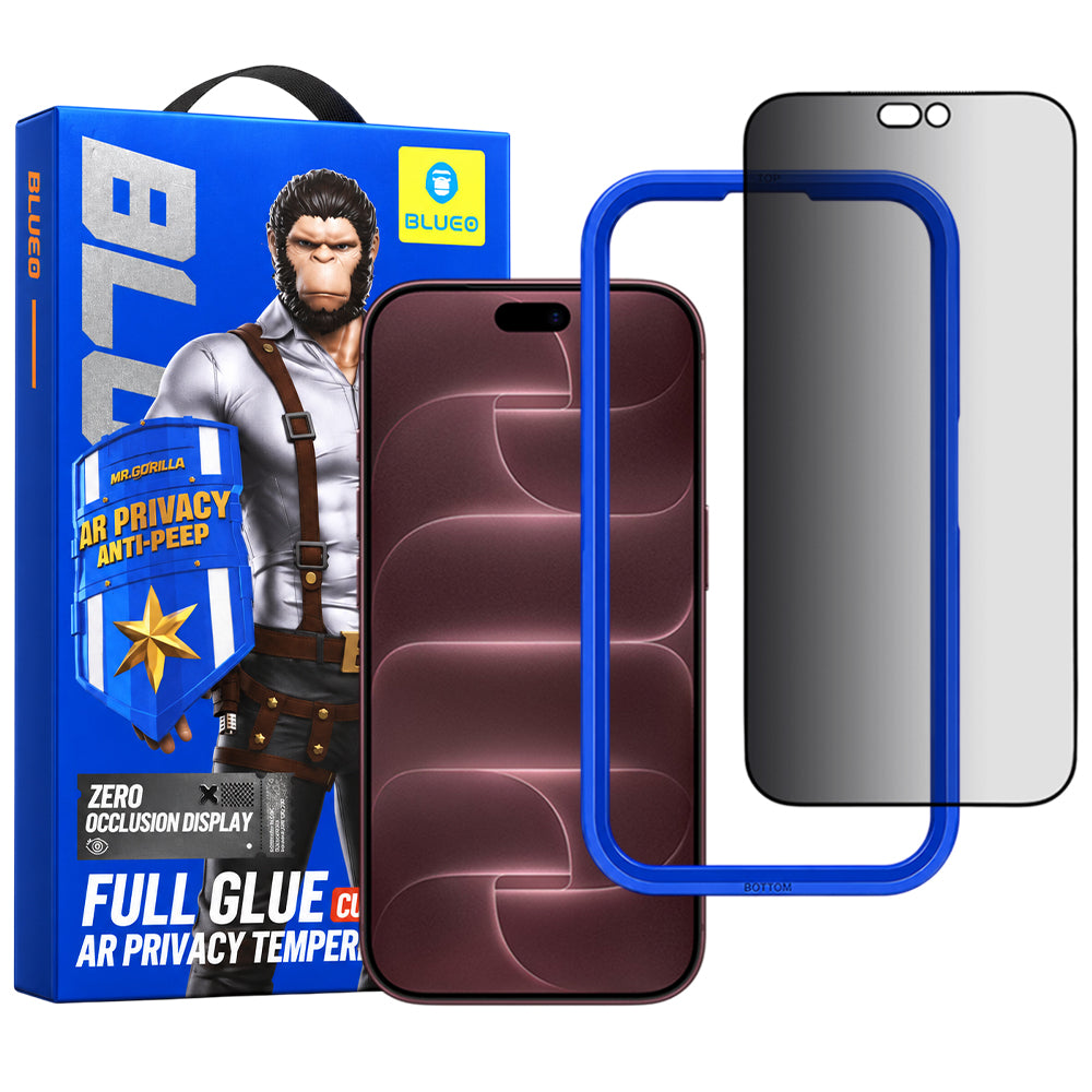 Протектор за екран Privacy Blueo Anti Peep AR за Apple iPhone 18 Pro Max, закалено стъкло, Full Glue, 3D