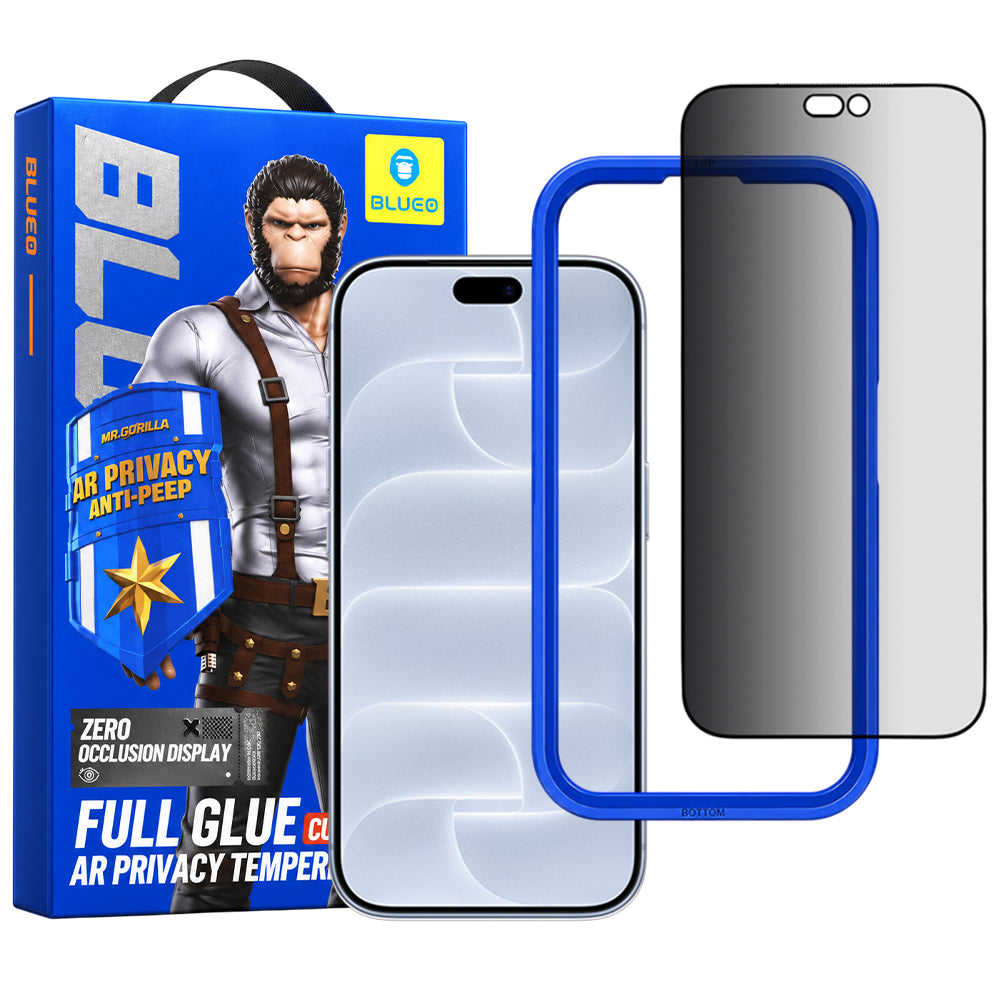 Защитно фолио за екран Privacy Blueo Anti Peep AR за Apple iPhone 18 Pro, закалено стъкло, Full Glue, 3D