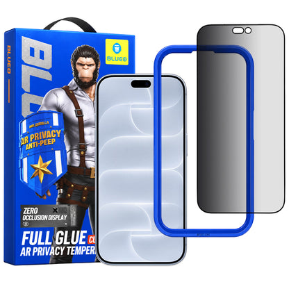Защитно фолио за екран Privacy Blueo Anti Peep AR за Apple iPhone 18 Pro, закалено стъкло, Full Glue, 3D