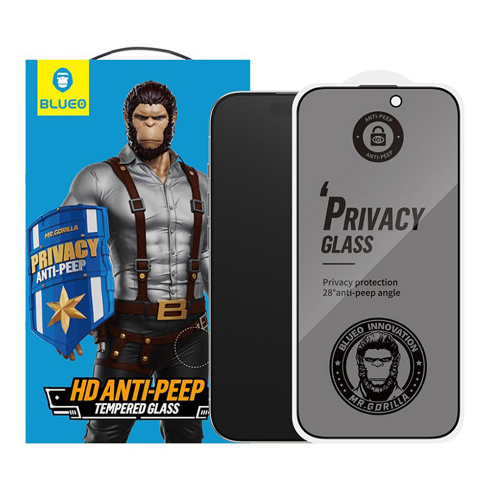 Защитно фолио за екран Privacy Blueo Anti-Peep за Apple iPhone 17 Pro / 17 / 16 Pro, Закалено стъкло, Пълно залепване, Комплект 5 броя