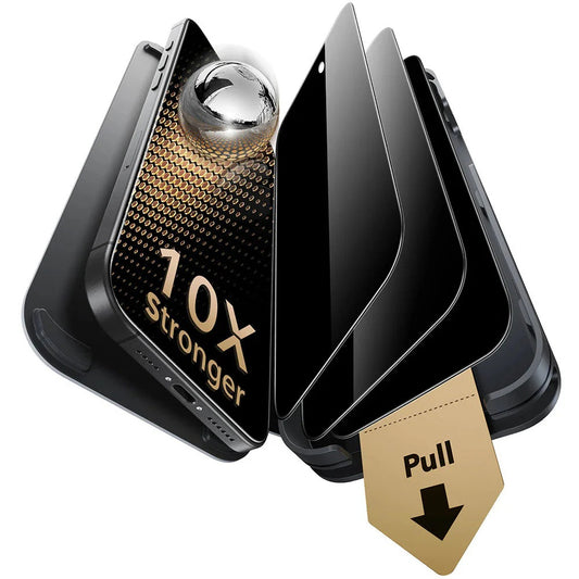 Защитно фолио Ecran Privacy ESR UltraFit Armorite Pro за Apple iPhone 17 / 16 Pro, закалено стъкло, Full Glue, комплект от 3 броя