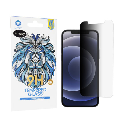 Протектор за екран Privacy Lito Classic за Apple iPhone 12 / 12 Pro, закалено стъкло, пълно залепване, 2.5D