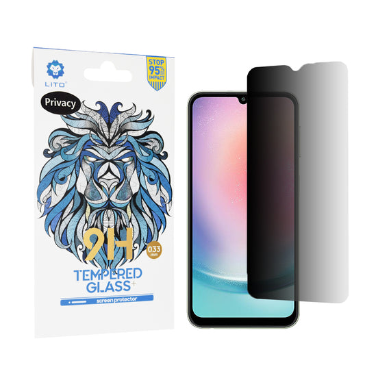 Протектор за екран Privacy Lito Classic за Samsung Galaxy A24 4G A245, закалено стъкло, пълно залепване, 2.5D