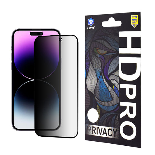Протектор за екран Privacy Lito HD Pro за Apple iPhone 14 Pro Max, закалено стъкло, пълно залепване