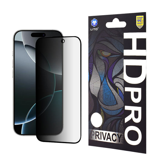 Протектор за екран Privacy Lito HD Pro за Apple iPhone 16 Pro, закалено стъкло, пълно залепване