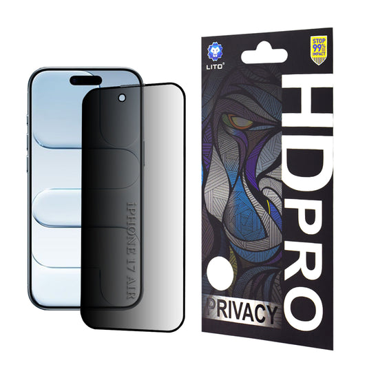 Защитно фолио Privacy Lito HD Pro за Apple iPhone 17 Air, закалено стъкло, Full Glue