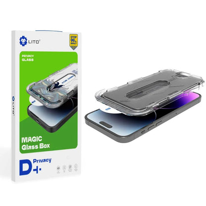 Протектор за екран Privacy Lito Magic Glass Box D+ Tools за Apple iPhone 16 Pro, закалено стъкло, пълно залепване