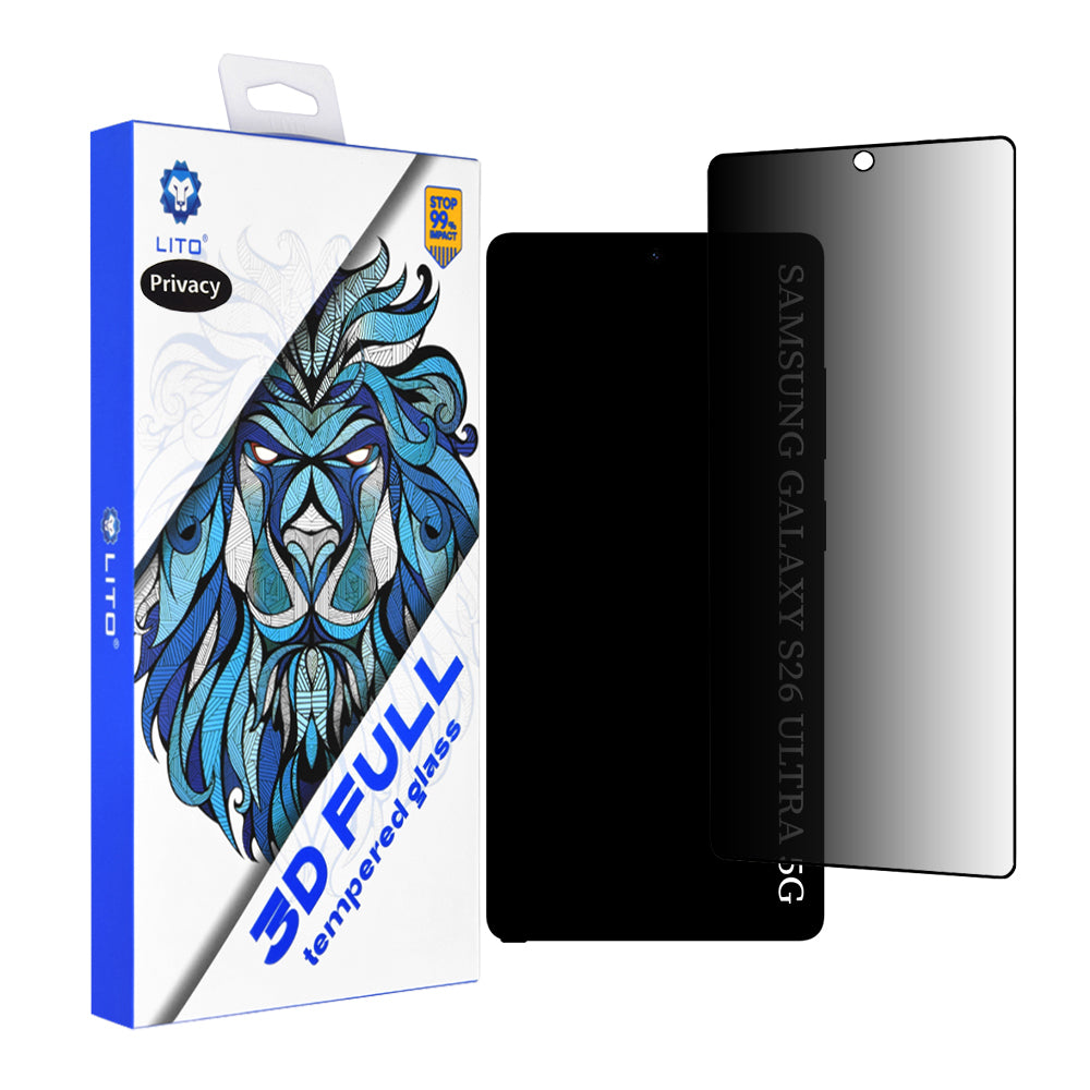 Lito Privacy Screen Protector for Samsung Galaxy S26 Ultra S948, Tempered Glass, Full Glue, 3D