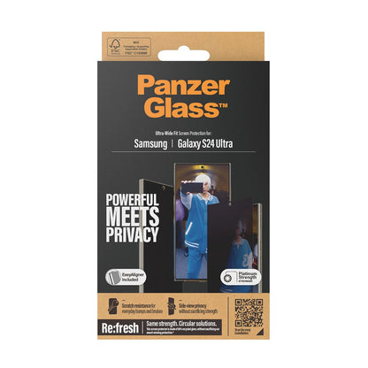 Фолио за защита на екрана Privacy PanzerGlass Ultra-Wide Fit EasyAligner за Samsung Galaxy S24 Ultra S928, Закалено стъкло, Пълно залепване