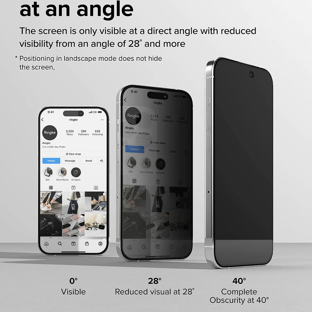 Защитно фолио Privacy Ringke за Apple iPhone 15 Pro, закалено стъкло, Full Glue