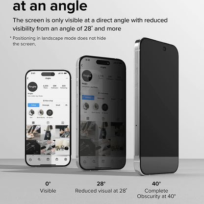 Защитно фолио Privacy Ringke за Apple iPhone 15 Pro, закалено стъкло, Full Glue