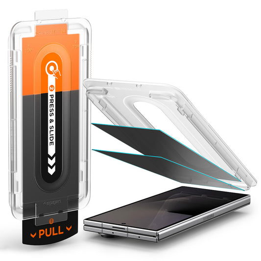 Протектор за външен екран Privacy Spigen GlastR EZ FIT Pro за Samsung Galaxy Z Fold8 Ultra F976, закалено стъкло, пълно залепване, комплект от 2 броя
