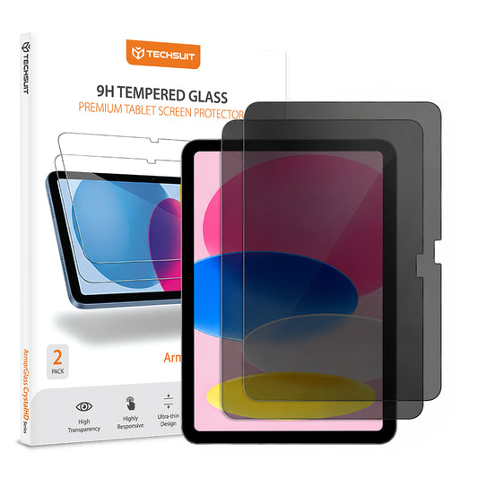 Протектор за екран Privacy Techsuit ArmorGlass CrystalHD за Apple iPad (2025) / (2022), закалено стъкло, пълно залепване, комплект от 2 броя