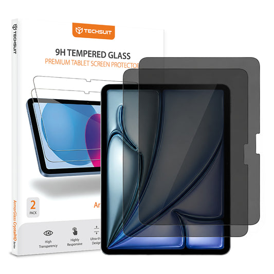 Протектор за екран Privacy Techsuit ArmorGlass CrystalHD за Apple iPad Air 11 (2026), закалено стъкло, пълно залепване, комплект от 2 броя