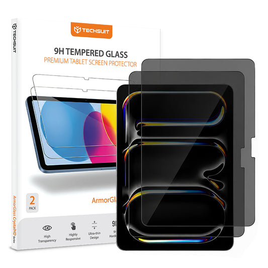 Протектор за екран Privacy Techsuit ArmorGlass CrystalHD за Apple iPad Pro 11 (2024), закалено стъкло, пълно залепване, комплект от 2 броя
