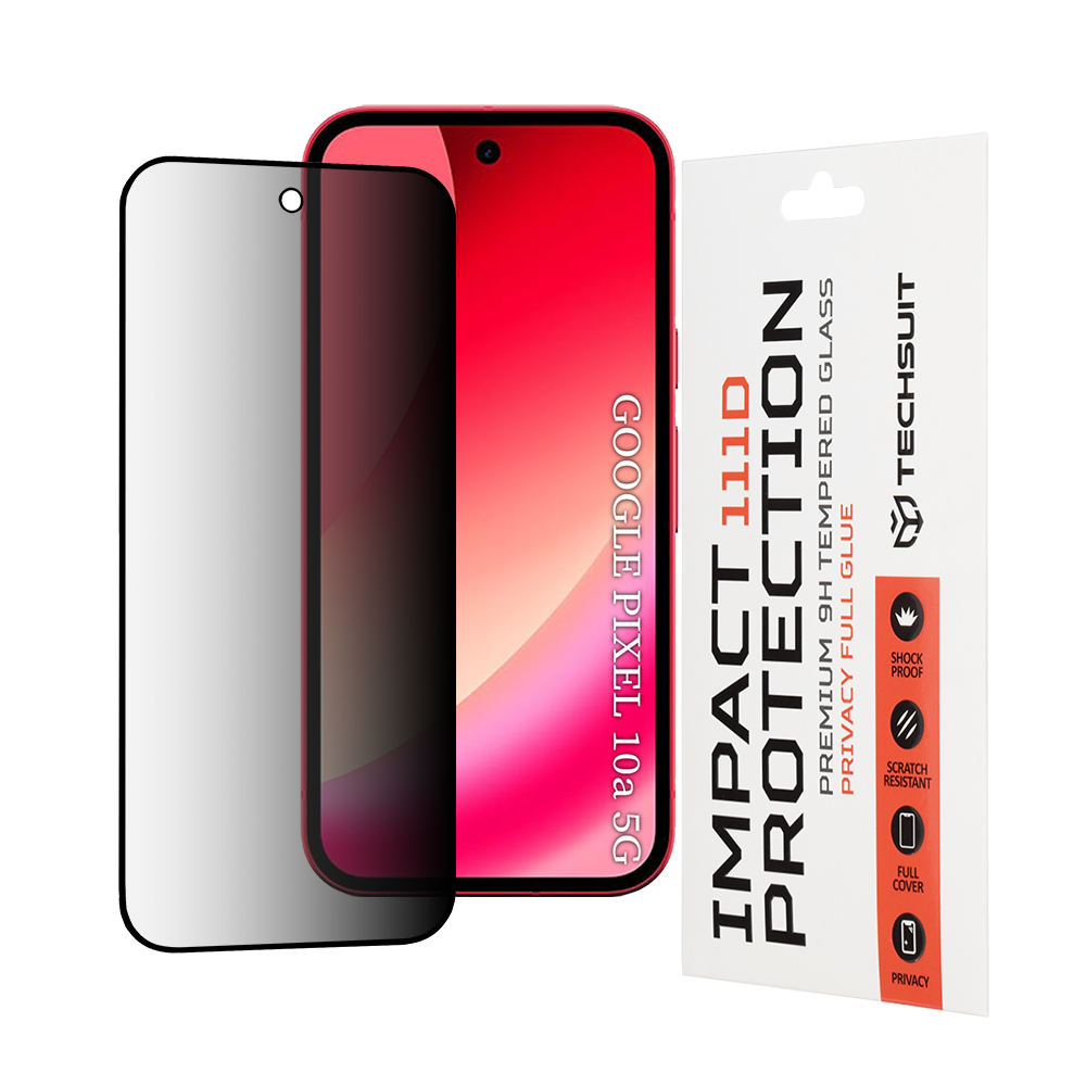Защитно фолио Privacy Techsuit за Google Pixel 10a, закалено стъкло, Full Glue, 111D
