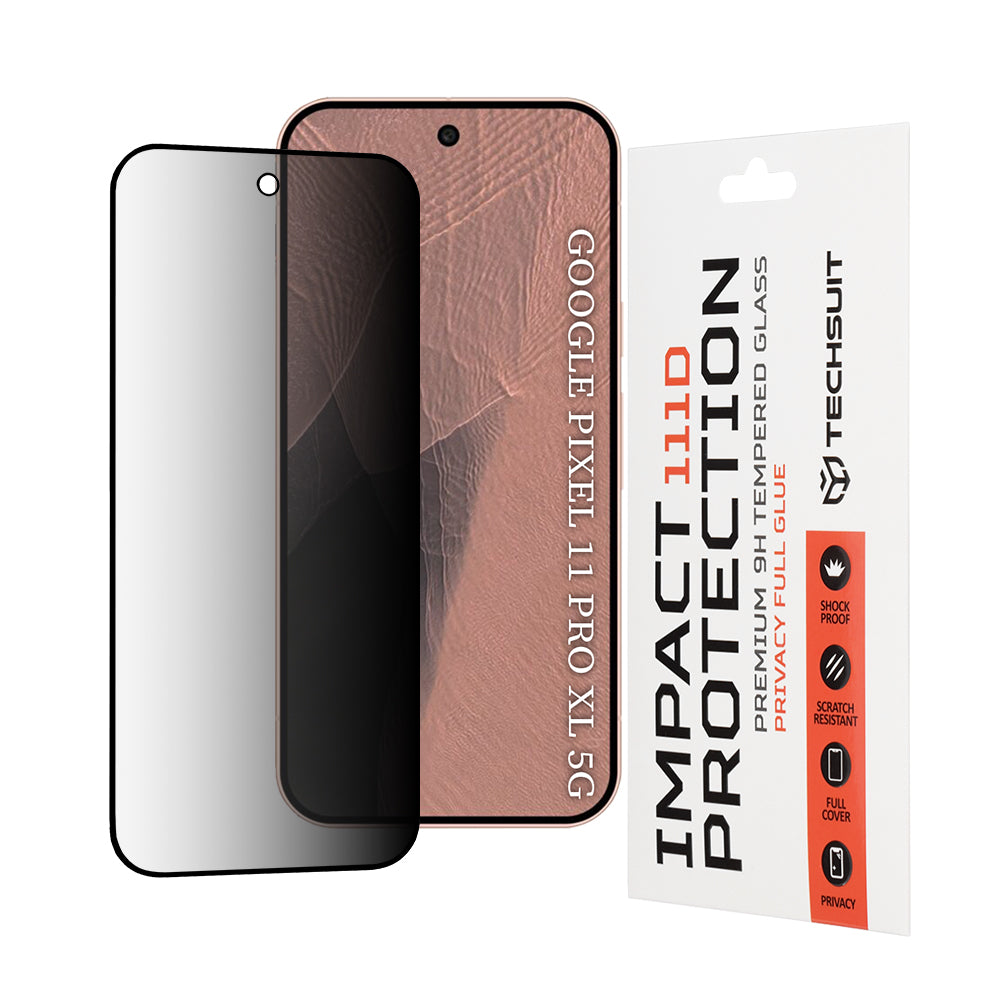 Privacy Techsuit Screen Protector for Google Pixel 11 Pro XL, Tempered Glass, Full Glue, 111D