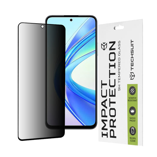 Протектор за екран Privacy Techsuit за Honor X7b 5G / 90 Smart / X7b 4G, закалено стъкло, пълно залепване, 111D