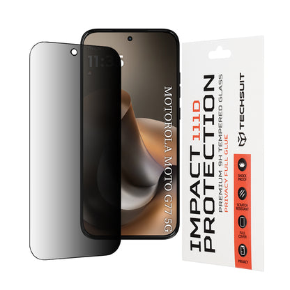 Защитно фолио Privacy Techsuit за екран на Motorola Moto G77 / G67, закалено стъкло, Full Glue, 111D