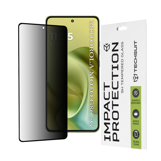 Протектор за екран Privacy Techsuit за Motorola Moto G86, закалено стъкло, пълно залепване, 111D