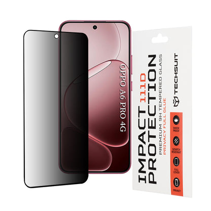 Защитно фолио Privacy Techsuit за Oppo A6 Pro 5G / A6 Pro 4G, закалено стъкло, пълно залепване, 111D