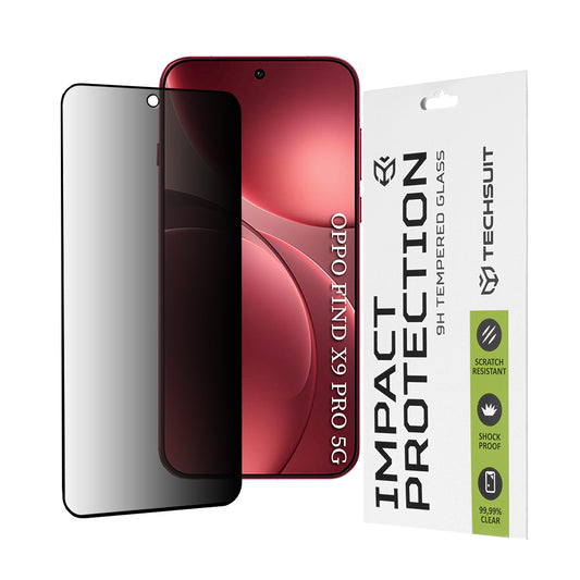 Защитно фолио Privacy Techsuit за Oppo Find X9 Pro, закалено стъкло, Full Glue, 111D