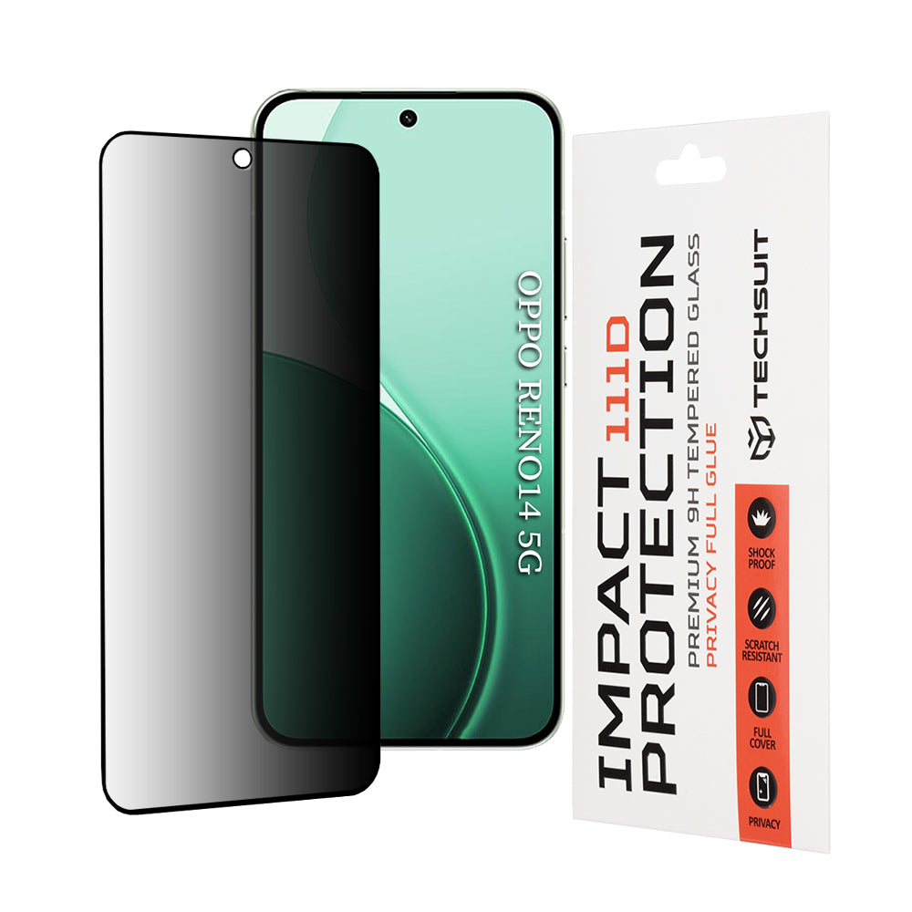 Защитно фолио Privacy Techsuit за Oppo Reno14, закалено стъкло, 111D