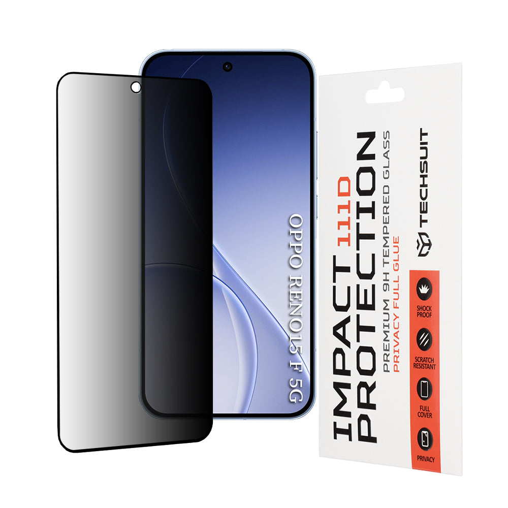 Techsuit Privacy Screen Protector for Oppo Reno15 FS / Reno15 F, Tempered Glass, Full Glue, 111D
