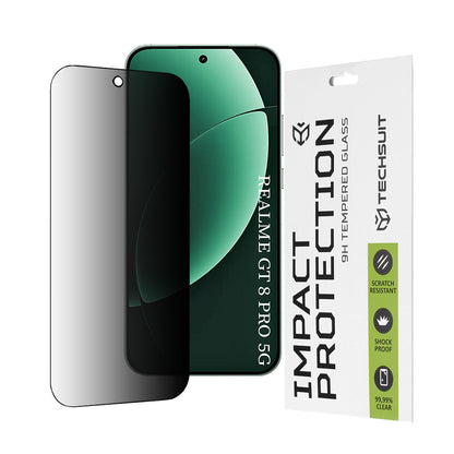 Защитно фолио Privacy Techsuit за Realme GT 8 Pro, закалено стъкло, Full Glue, 111D