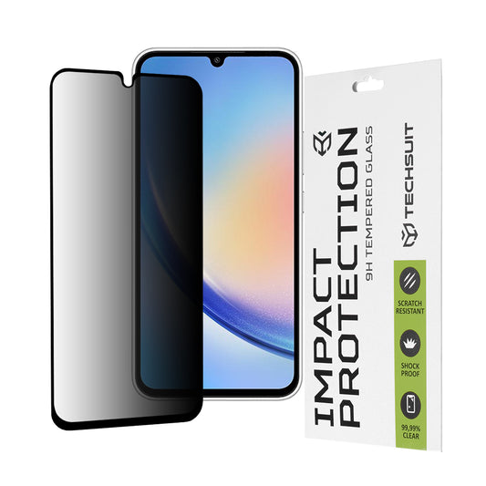 Протектор за екран Privacy Techsuit за Samsung Galaxy A34 A346, закалено стъкло, пълно залепване, 111D