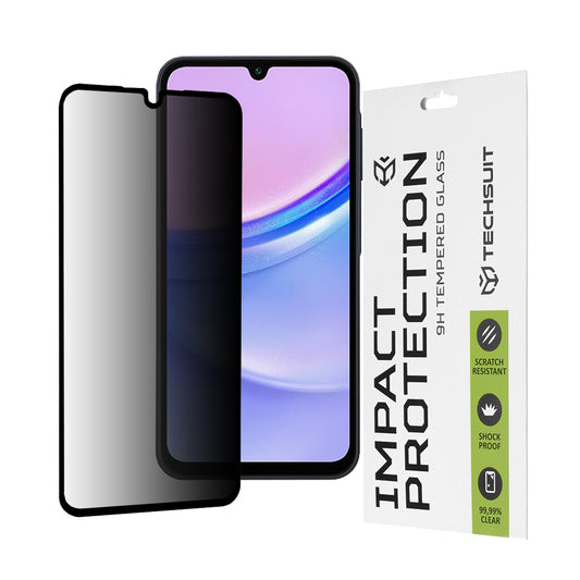 Протектор за екран Privacy Techsuit за Samsung Galaxy M15 / A15 5G A156 / A15 A155, закалено стъкло, пълно залепване, 111D