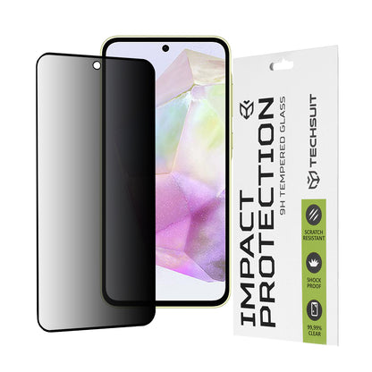 Протектор за екран Privacy Techsuit за Samsung Galaxy M56 M566 / M35 / A55 5G A556 / A35 5G A356, закалено стъкло, пълно залепване, 111D