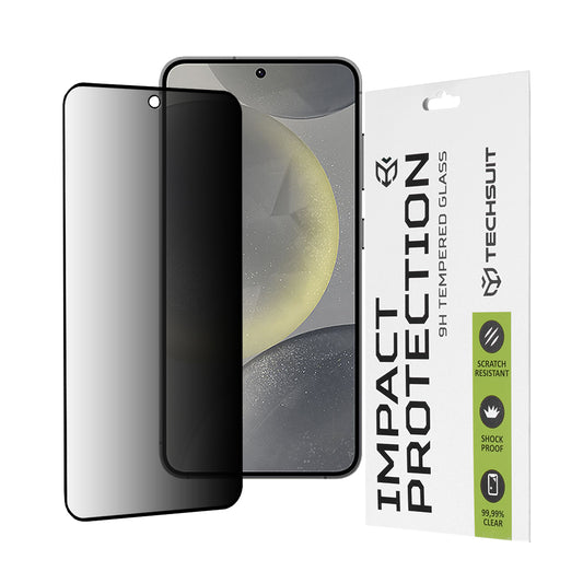 Privacy Techsuit Screen Protector Film for Samsung Galaxy S25 S931 / S24 S921, Tempered Glass, Full Glue, 111D