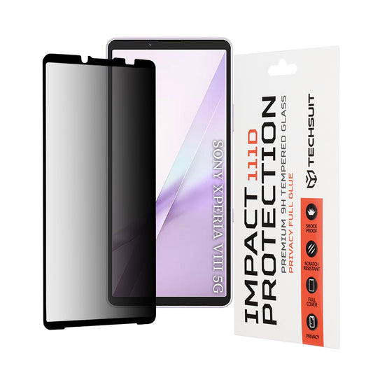 Протектор за екран Privacy Techsuit за Sony Xperia 10 VIII, закалено стъкло, пълно залепване, 111D