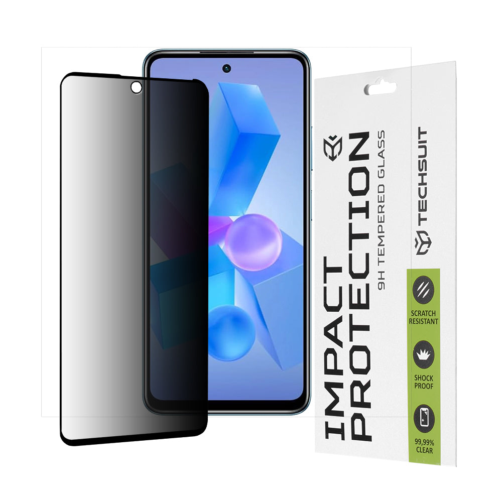 Протектор за екран Privacy Techsuit за Tecno Spark 20 Pro / Pova 5 Pro / Hot 40 / Hot 40 Pro, закалено стъкло, пълно залепване, 111D