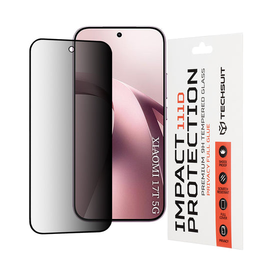 Протектор за екран Privacy Techsuit за Xiaomi 17T, закалено стъкло, пълно залепване, 111D