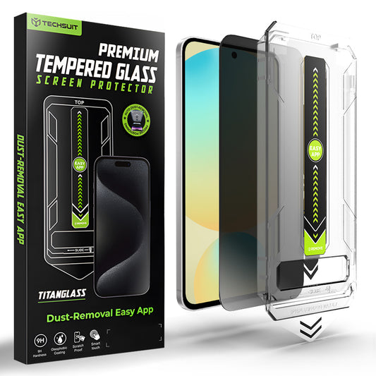 Протектор за екран Privacy Techsuit TitanGlass CrystalHD за Samsung Galaxy S24 FE S721, закалено стъкло, пълно залепване
