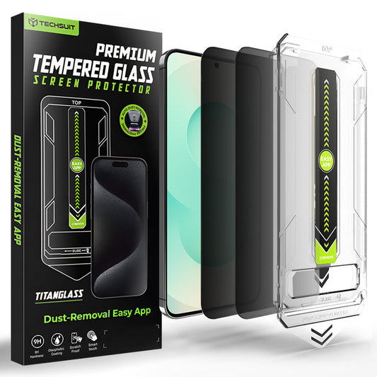 Фолио за защита на екрана Privacy Techsuit TitanGlass CrystalHD за Samsung Galaxy S26 Plus, Закалено стъкло, Пълно лепене, Комплект 2 броя