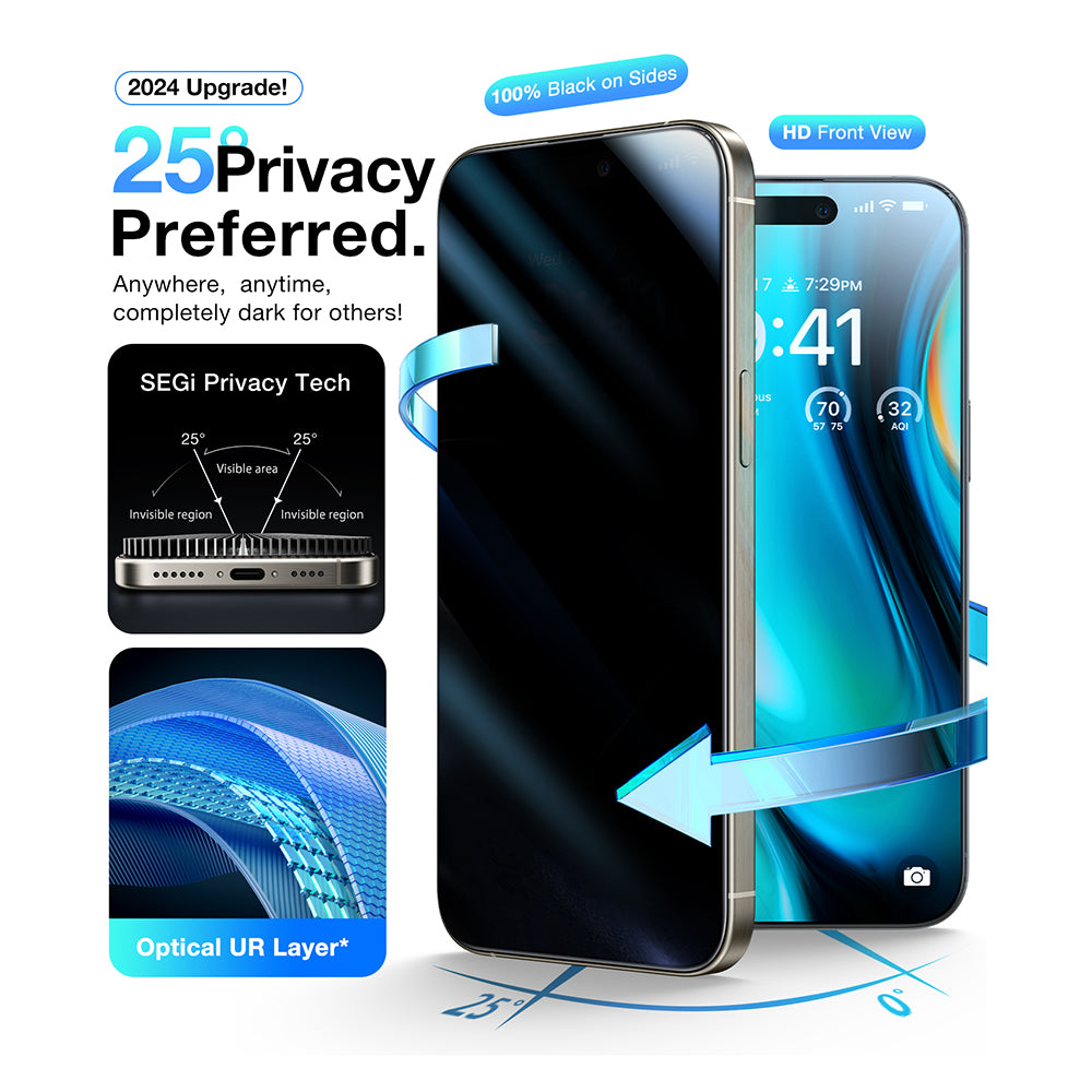 Фолио за защита на екрана Privacy Torras GlassGo Install Master за Apple iPhone 16 Pro, Закалено стъкло, Пълно лепило
