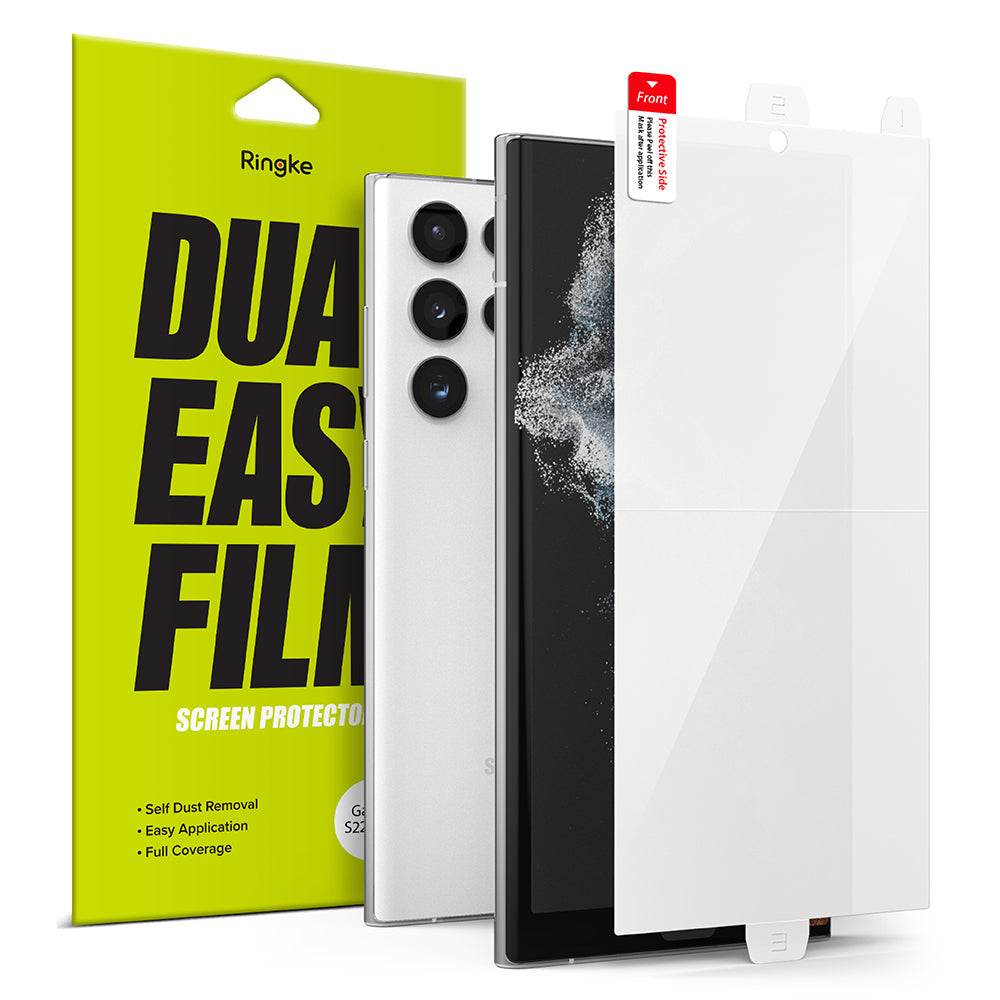 Защитно фолио за екран Ringke Dual Easy за Samsung Galaxy S22 Ultra 5G S908, Пластмаса, Комплект 2 броя